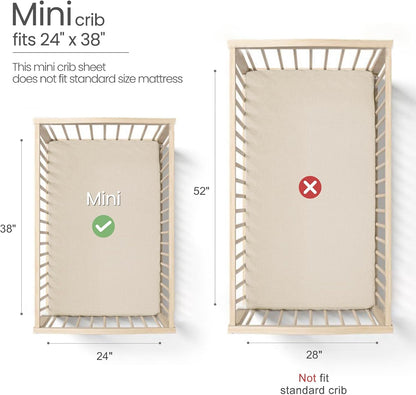 lulumoon Mini Crib Sheets Muslin: Soft Cotton Fitted Mini Crib Mattress Sheets for Boys and Girls
