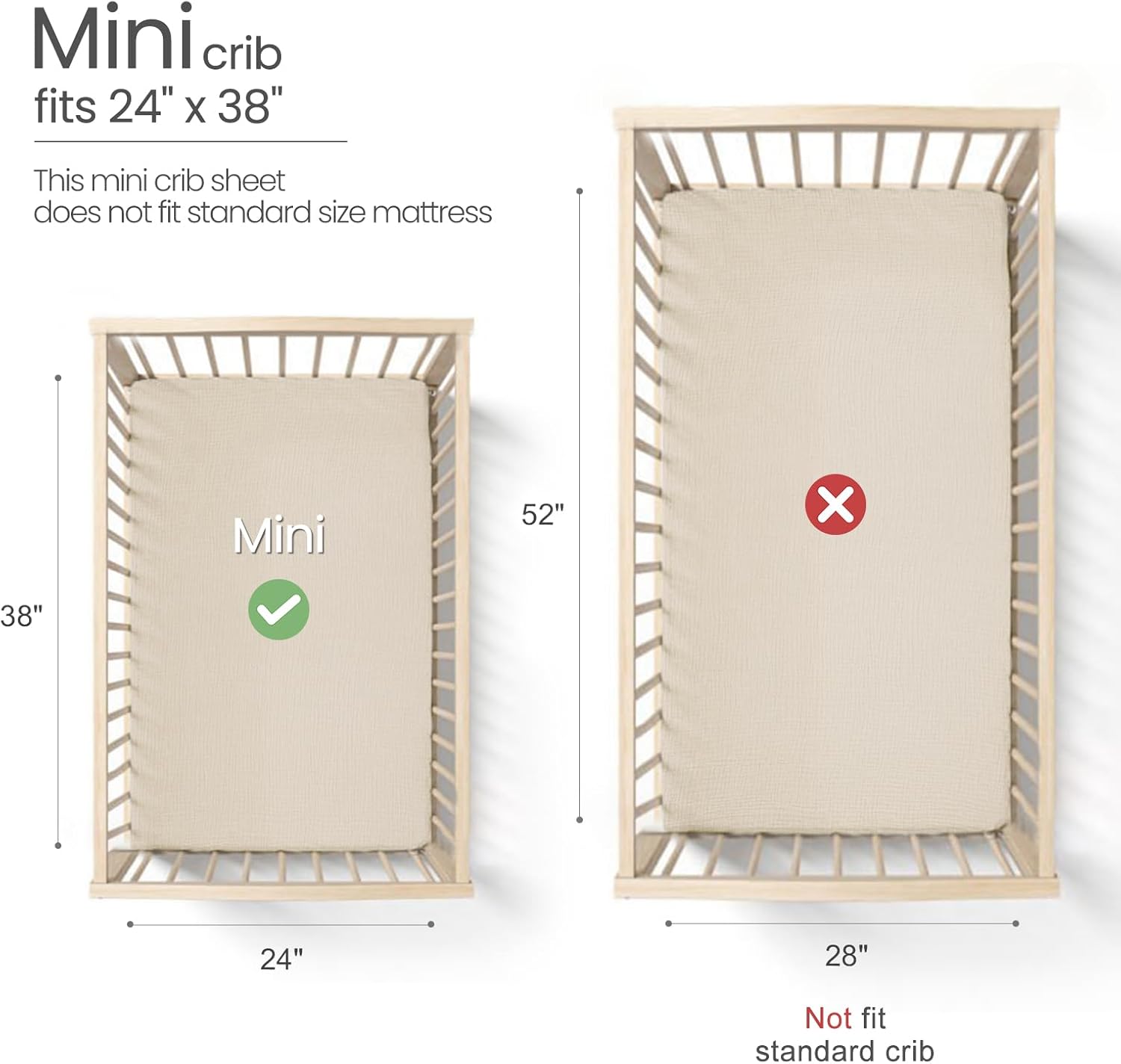 lulumoon Mini Crib Sheets Muslin: Soft Cotton Fitted Mini Crib Mattress Sheets for Boys and Girls
