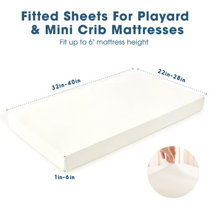 GRSSDER Mini Crib Sheets Fitted, Pack and Play Sheets 2 Pack, Ultra Soft Stretchy Pack N Play