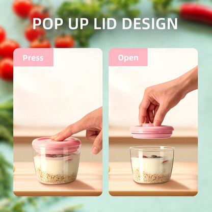 Ankou 400ml Meal Prep Container Set of 4 Pink Tritan Plastic Food Storage Containers with Lids