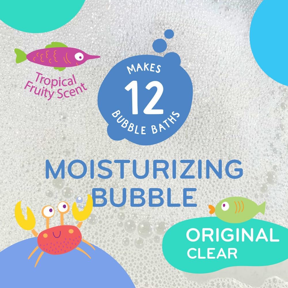 Mobi Little Whale Bubble Bath, Tropical Fruity Scent Kids Body Wash, Gentle Moisturizing Tub Foam