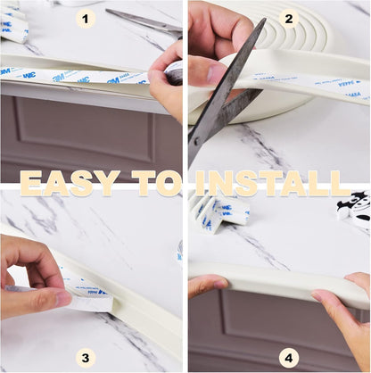 Baby Proofing Edge and Corner Guards, 2 Pack Safety Furniture Bumper with 3M Double-Sided Tape, Child Corner Protector for Fireplace, Table, Stair, Cabinet (Beige White)