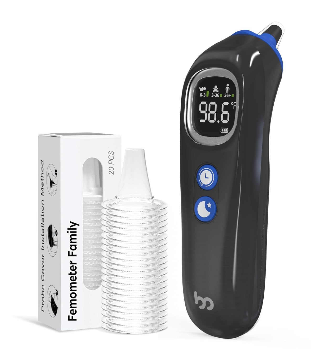 Ear Thermometer with Heated Probe, High Accuracy Thermometer for Kids, Adults and Babies with 32