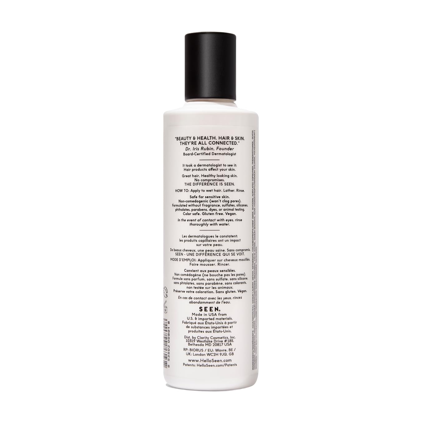 SEEN Shampoo, Fragrance Free - Non-Comedogenic & Sulfate-Free Hair Shampoo- Dermatologist-Developed