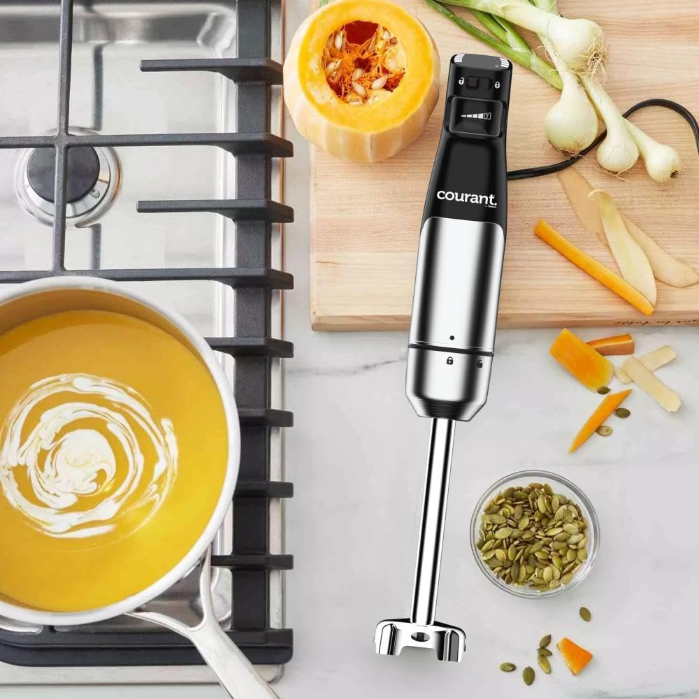 Courant Immersion Handheld Blender,4 in 1 400W Stick Blender, Variable Speed Stainless Steel