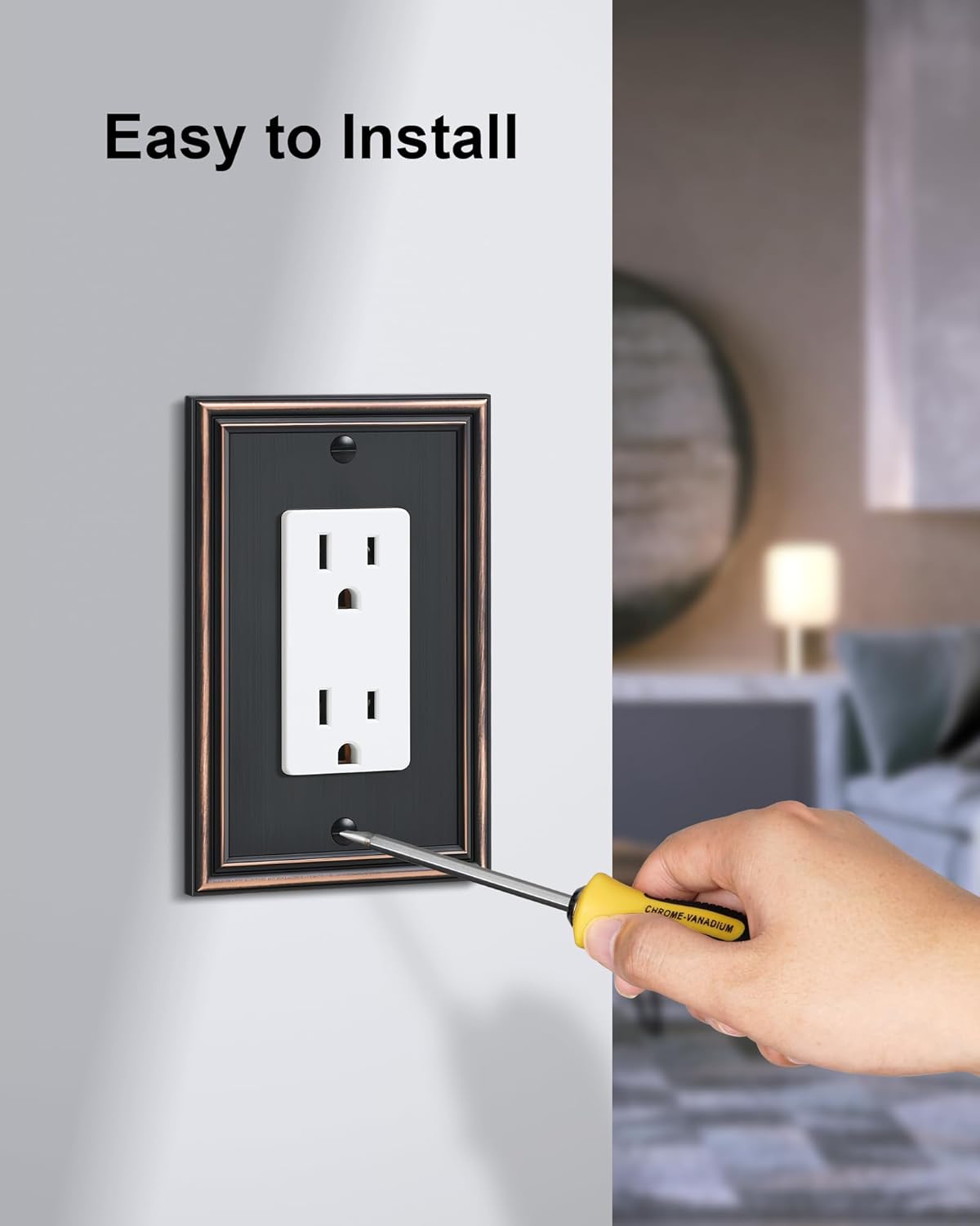 4-Pack Decorator Outlet Cover Plate, Aged Bronze Decorative Switch Plates and Outlet Covers