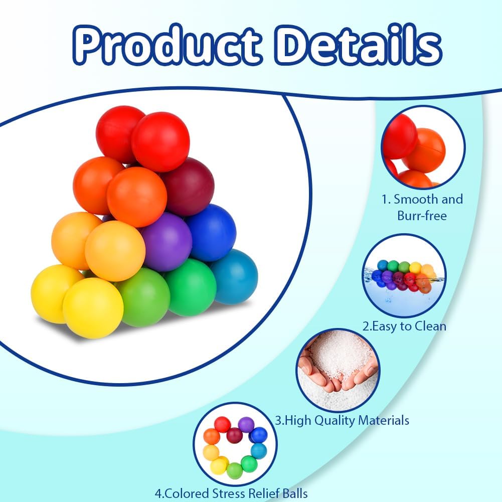 Variety Beaded Stress Relief Ball 1 Pack-Ainiv Sensory Fidget Toys for Kids Toddler, Autism Rainbow Ball ADHD Therapy Cool Desk Toy, Fidget Toys for Children Aged 3+(Small)