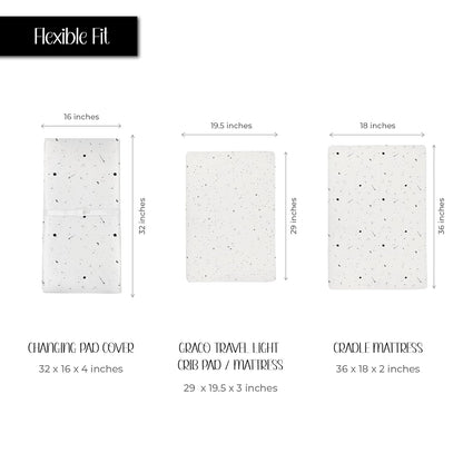 Ely’s & Co. Changing Pad Cover, Diaper Changing Table Sheets, 2 Pack, Cradle Sheet Set for Baby Boys/Girls, 100% Jersey Knit Cotton, Black and White Celestial Collection, 32”x16”x5”