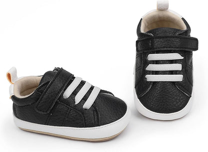 SOFMUO Baby Boys Girls High Top Ankle PU Leather Sneakers Soft Rubber Sole Infant Moccasins Newborn Oxford Loafers Anti-Slip Toddler Wedding Uniform Dress Shoes