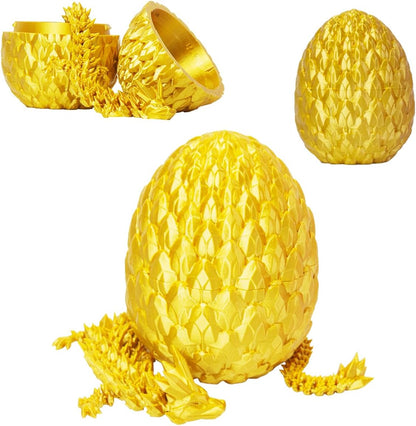 3D Printed Dragon Egg, Beautiful Flexible Joints Executive Desk Toys, Gifts for Adults and Kids (Gold)