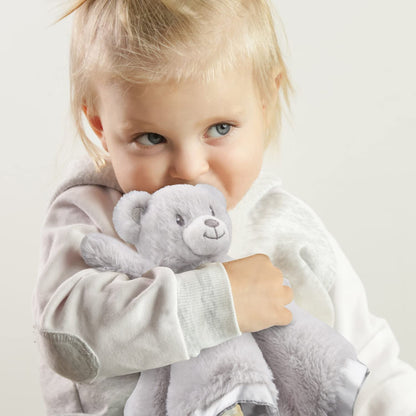Bear Security Blanket Soft Minky Baby Lovey Animal Plush Blanket Unisex Lovie Gift for Toddler, Boys and Girls, 13.5 Inch (Grey)