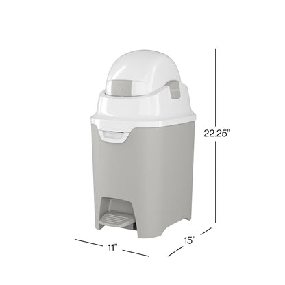 Foundations Mini Hands-Free Diaper Pail with Airtight Lid - Durable & Odorless Diaper Disposal, Large Capacity, Holds up to 30 Newborn Diapers, Refill with Any Bags - Gray