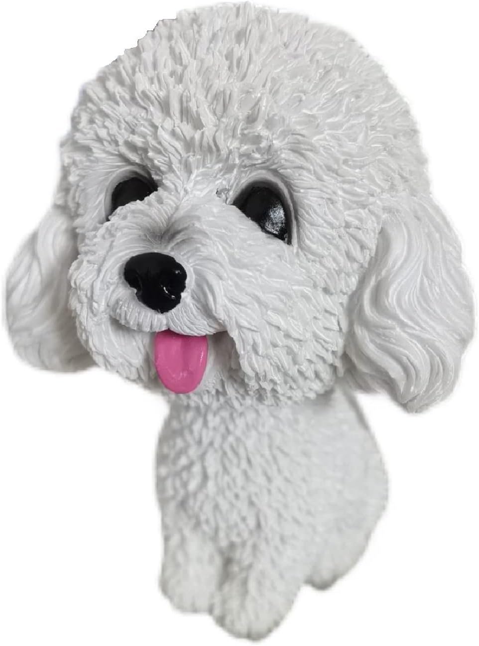 Resin Bobbing Head Dog Figurines Mini Bobblehead Puppy for Home Office Desk Car Dashboards Decor Ornaments (Teddy - White)