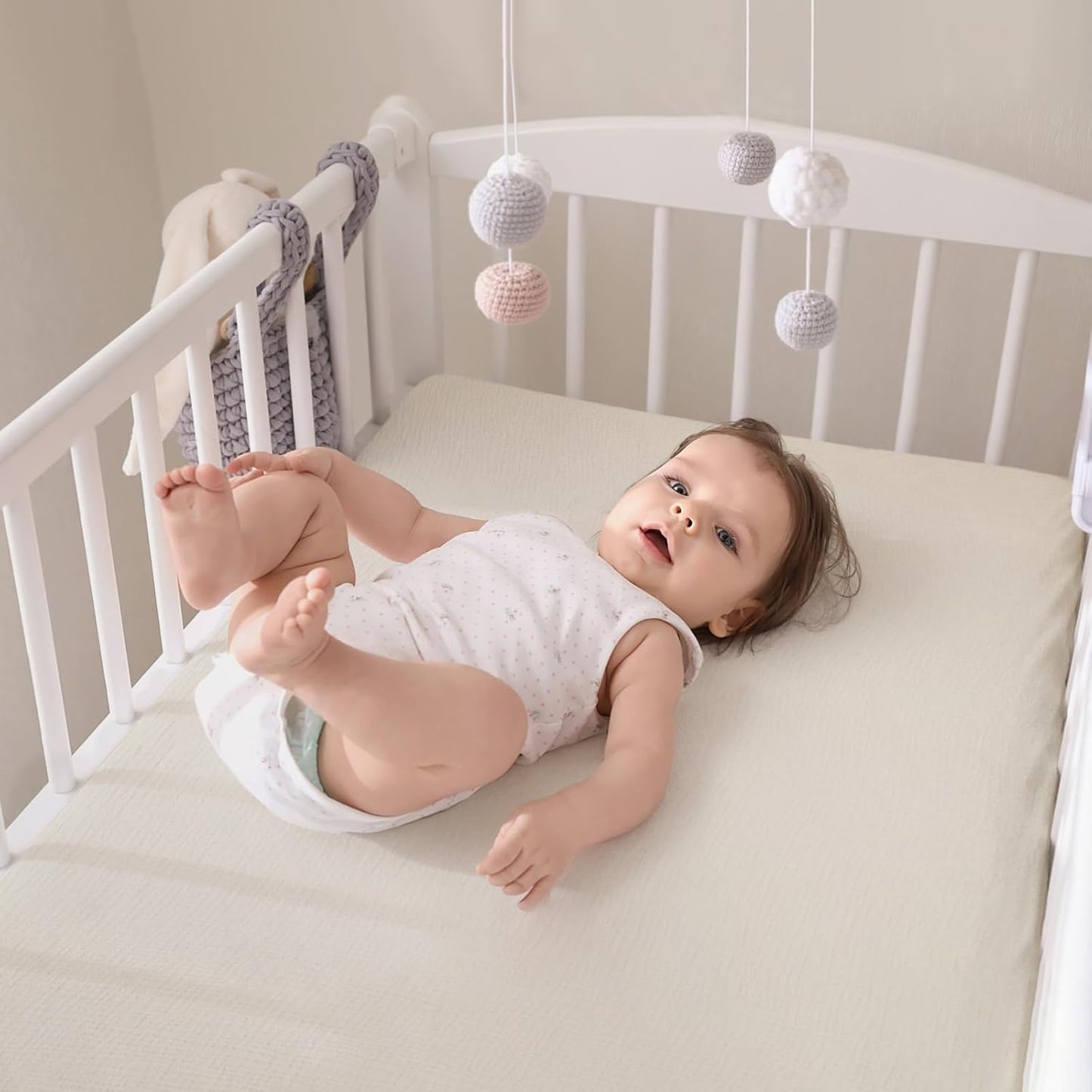 lulumoon Baby Muslin Crib Sheets - Toddler Cotton Fitted Crib Sheets Neutral for Boys and Girls