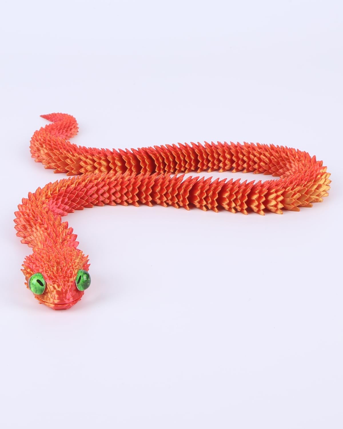 3D Printed Animals-Snake Viper, 24 in Surprise Mystery Snake Fidget Toy Creative Toy 3D Printed Articulated Snake Collectibles Home Office Executive Desk Decor (Red Gold)