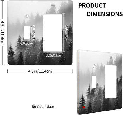 Foggy Forest Natural Scenery Retro Tree Pine Outlet Covers 1 Toggle 1 Rocker Combination Decorative Wall Plate Electrical Switch Plates Light Switch Cover Plate for Bed Room Living Room Decor