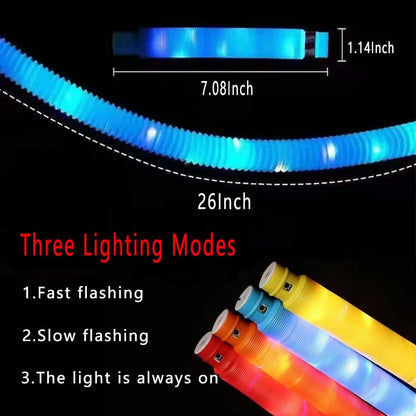 LED Light Up Pop Tubes Glow Sticks, Fidget Sensory Toys, Glow in The Dark Christmas Party Supplies Goodie Bag Stuffers for Boys Girls Birthday Party Carnival Return Gifts (5pcs)