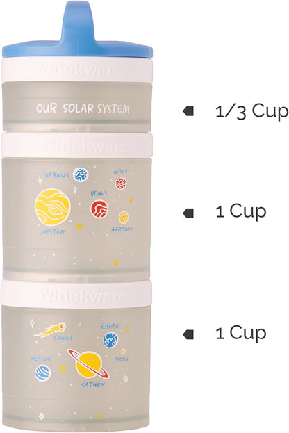 Whiskware Stackable Snack Containers for Kids and Toddlers, 3 Stackable Snack Cups for School and