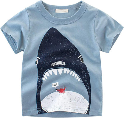Boys' 4-Pack Excavator Short Sleeve Crewneck T-Shirts Top Tee Size 2-7 Years Toddler Boys' Value Pack Cotton T-Shirt