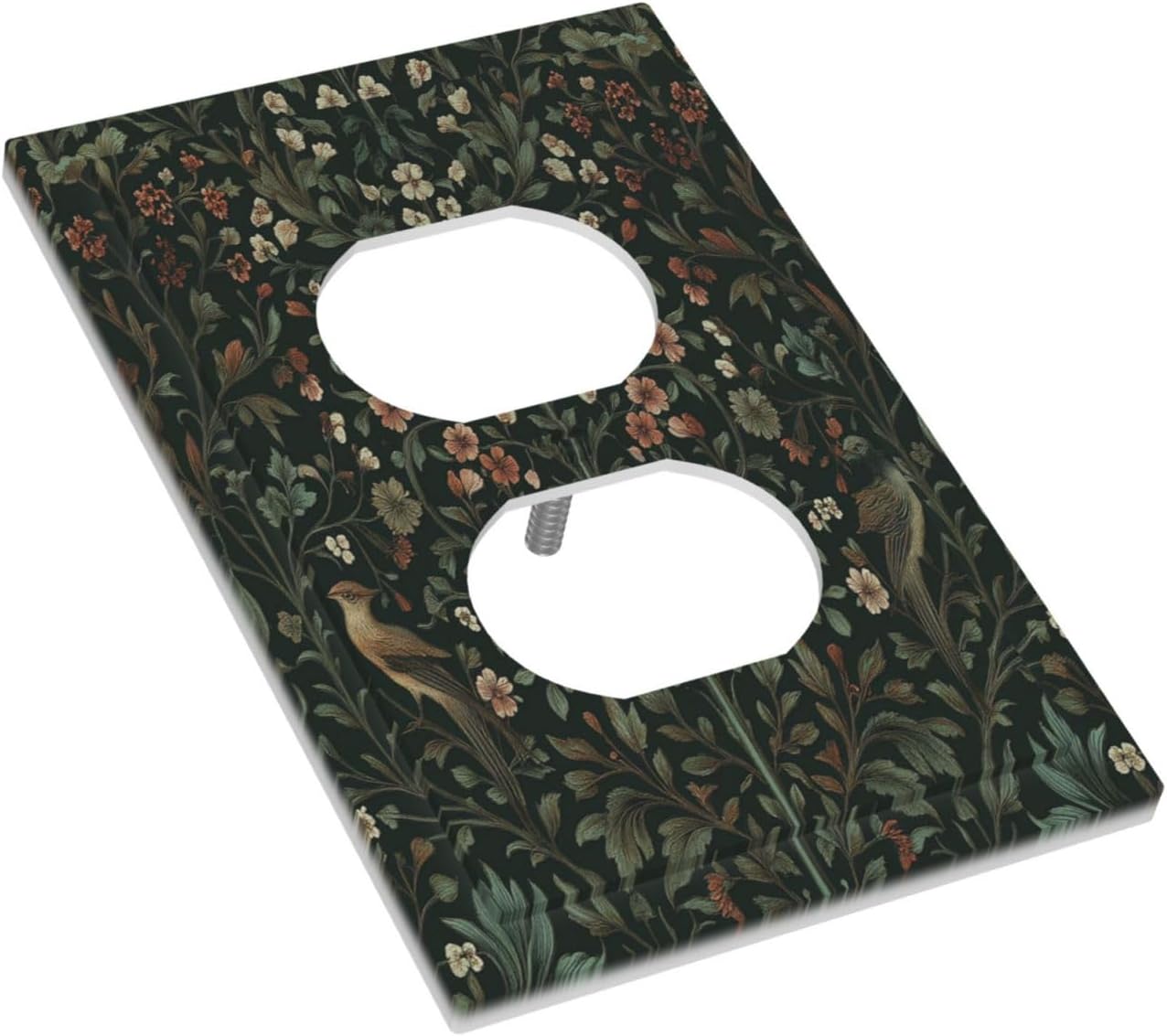Outlet Covers Vintage Morris Colorful Flower Green Leaf 1 Gang Duplex Light Switch Cover Decorative
