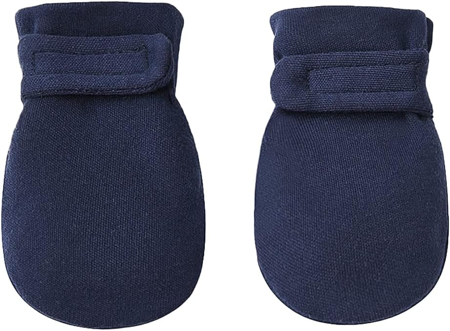 Newborn Baby No Scratch Mittens Stay On, 100% Cotton Breathable, Adjustable Infant Gloves for Baby Boys Girls Mittens
