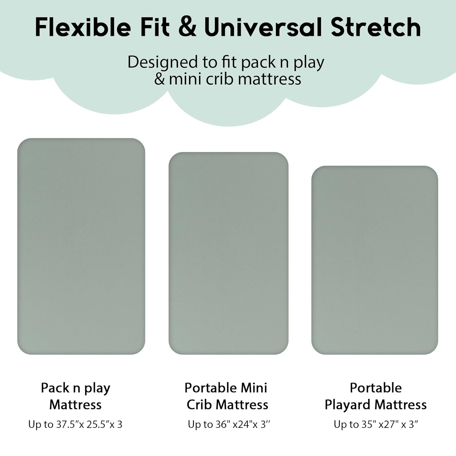Yoofoss Pack and Play Sheets Fitted, Mini Crib Sheets 2-Pack for Pack N Play Mattress, Stretchy