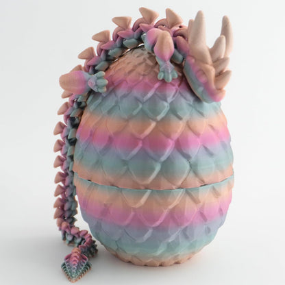 STONESTAR 3D Printed Dragon Fidget Toys, 12" Full Articulated Dragon in Mystery Egg, Home Office Decor Executive Desk Toys Xmas/Easter Gift for Dragon Lovers (Pink)