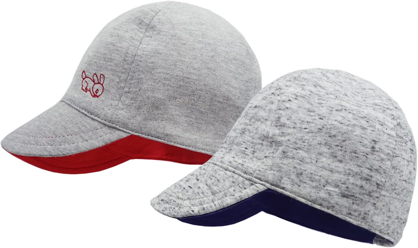 Keepersheep Baby Reversible Baseball Cap Infant Sun Hat, Cotton Knit Soft Brim for Infant Toddler, Summer Outdoor Unisex