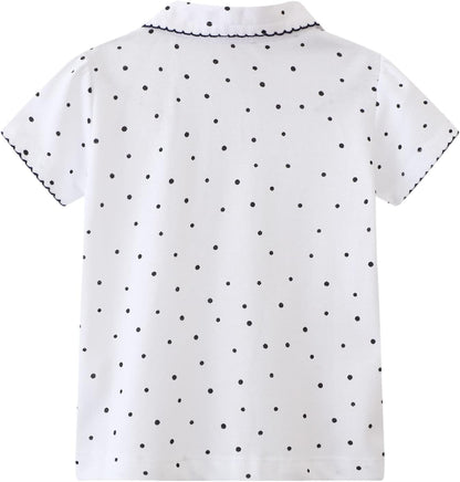 HILEELANG Girls' Tees Ruffle Short Sleeve T-Shirt Cotton Casual Graphic Summer Crewneck Tunic Tops