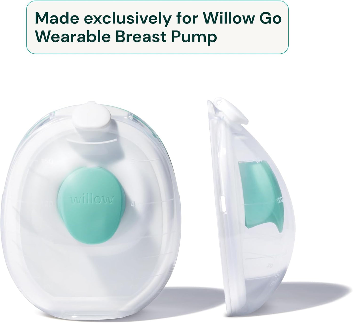 Willow Go - 7oz Reusable Milk Containers with Splash Guard - for use with Willow Go Hands Free