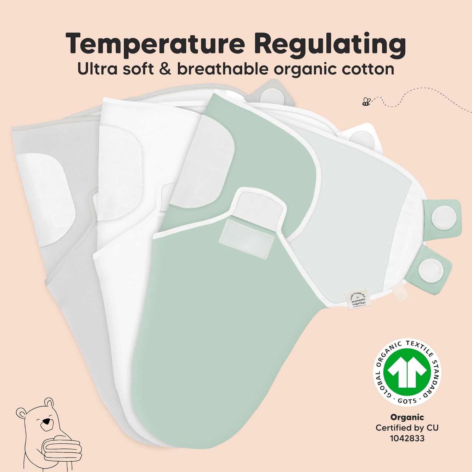 3-Pack Organic Baby Swaddle Sleep Sacks - Swaddles for Newborns, Infant 0-3 Months, Baby Girls