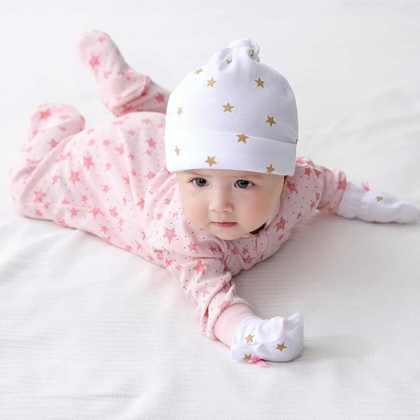 Baby Hat and Mittens Set Newborn Baby Hats Caps for Baby Boys Girls 0-6 Months 100% Cotton