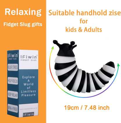 IFiwin Fidget Slug, Sensory Slug Fidget Toys for Autistic Kids & Adults, Autism Sensory Toys, Fidget Stress Toys, Christmas Stocking Stuffers, Birthday Gifts Party Favors