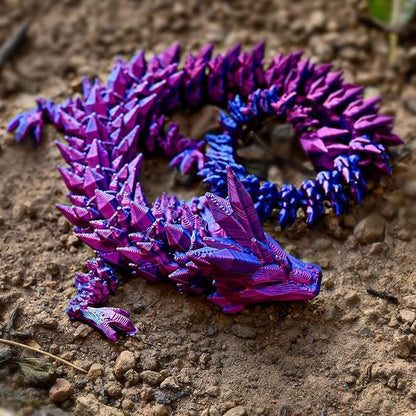 3D Printed Dragon Eggs with Dragon Inside, Articulated Crystal Dragon in Egg, Executive Dragon Fidget Desk Toys for Gifts, Home Office Decor (Purple)