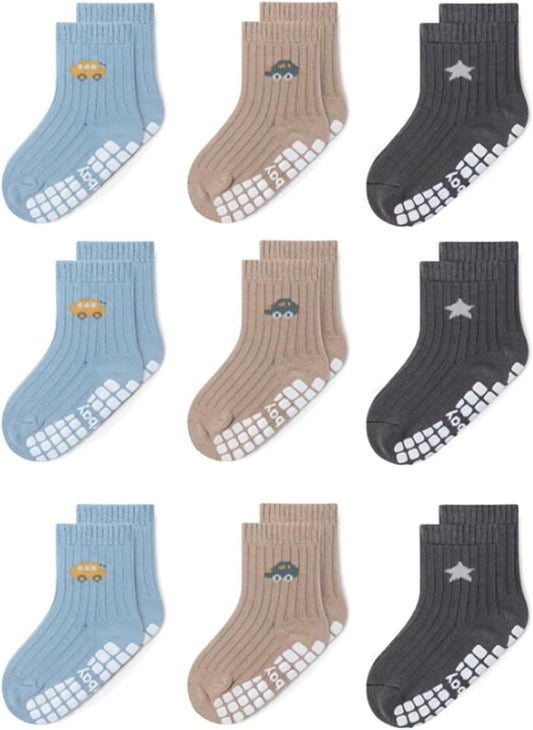 Baby Non Slip Ankle Socks with Grippers for 0 Months-7 Years Old Walking Socks