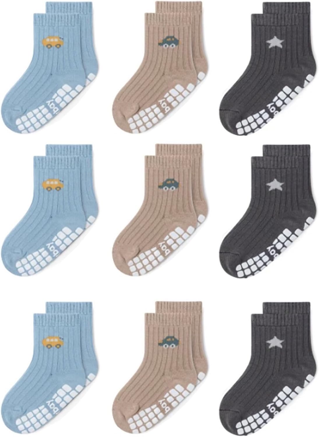 Baby Non Slip Ankle Socks with Grippers for 0 Months-7 Years Old Walking Socks