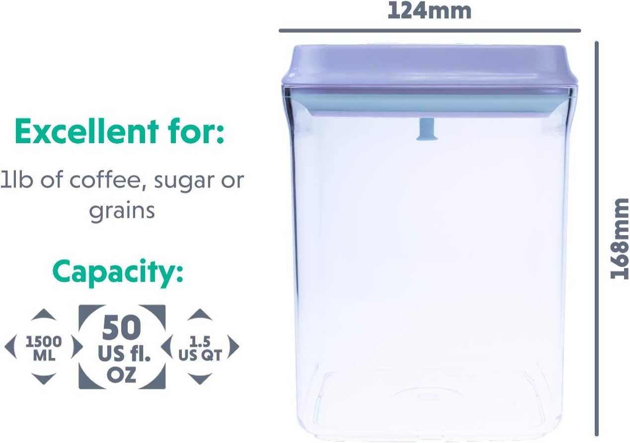 BopTop (1pc - 1500ml) Airtight Food Storage Container – Mechanical Silicone Seal Canister