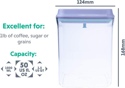 BopTop (1pc - 1500ml) Airtight Food Storage Container – Mechanical Silicone Seal Canister