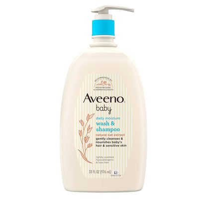 Aveeno Baby Daily Moisture Gentle Bath Wash & Shampoo with Natural Oat Extract, Hypoallergenic