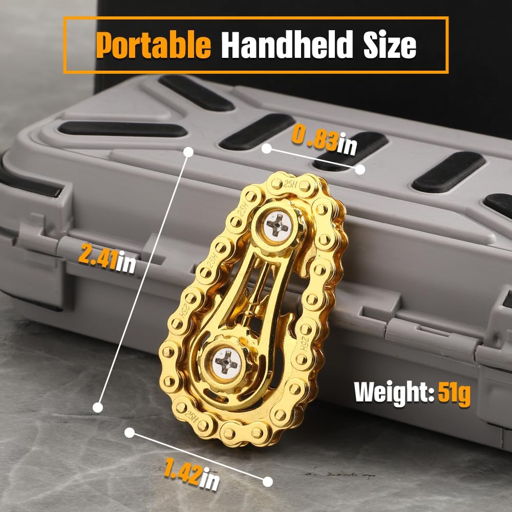 Fidget Chain Gear Toy, Metal Hand Roller Fidget Spinner for Kids Adults, Metal Assemble Sprockets