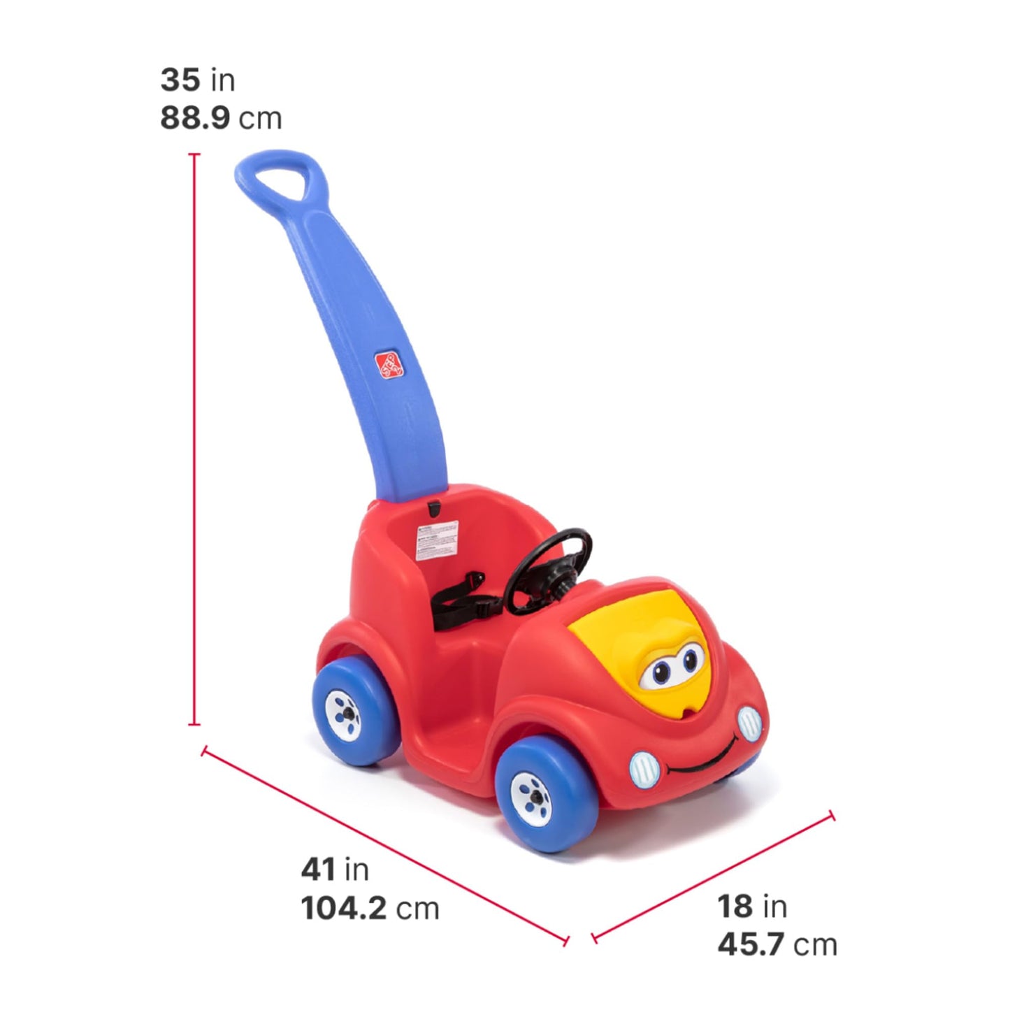 Step2 Push Around Buggy Kids Push Car, Toddler Ride-On Toy with Seat Belt and Horn, Red, Ages 18