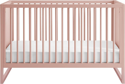 Nurture& The Crib - Baby, Toddler Convertible Crib | Sustainable Non-Toxic Materials | 3 Adjustable Heights - Grows with Your Baby (Toddler Guardrail NOT Included) (Blush)