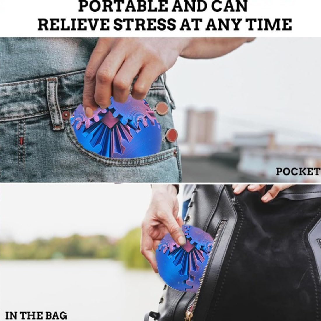 Gear Ball 3D Printed Gear Ball Fidget Toy, Gear Ball Fidget Toy, Perfect for Stress and Anxiety Relaxing fidget Toy, Desk Toy - Ideal for Sensory Needs and Autism (Laser Green Blue)