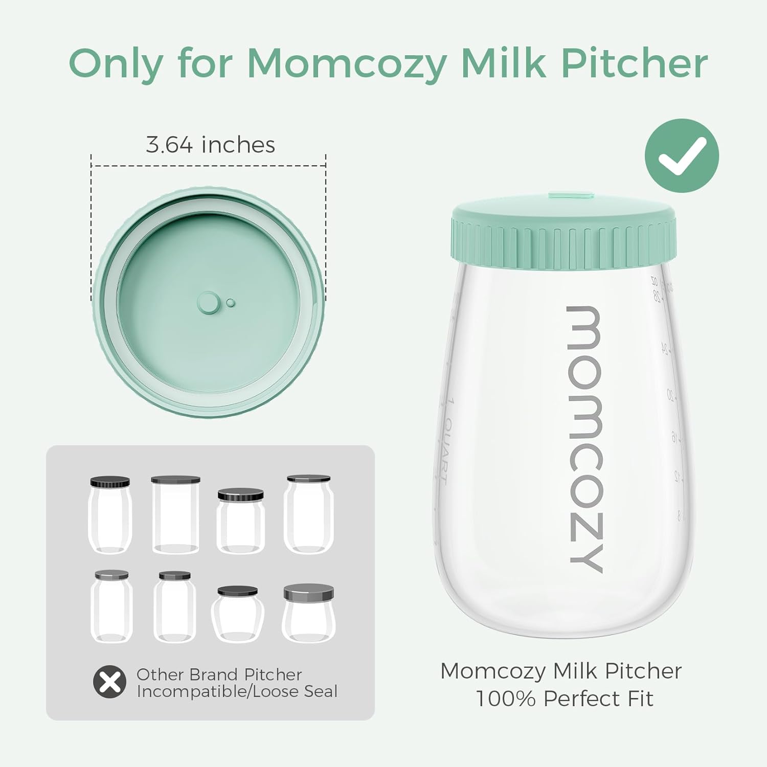 Momcozy Glass Breast Milk Pitcher Lid, Leak Proof with Thickened Silicone Seal, Easy-Open Design