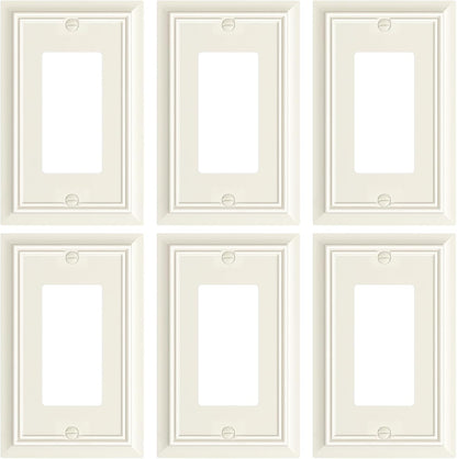 6-Pack Decorator Wall Plate Cover, Light Almond Decorative Switch Plates and Outlet Covers, Durable Natural Bamboo Fiber Wall Plates for Electrical Outlets, Receptacle, GFCI Outlet, Dimmer Switch