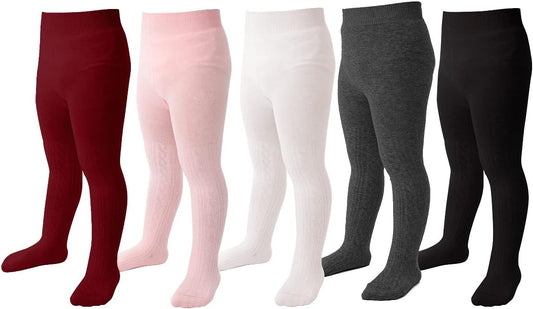 Marchare Baby Girls Tights Thick Solid Cable Knit Leggings Winter Warm Stockings For Toddler Girls