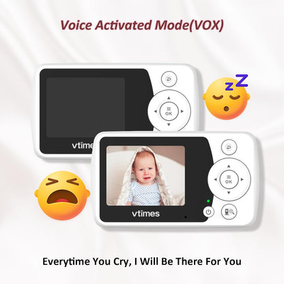 Baby Monitor with Camera and Audio, Video Baby Monitor No WiFi Night Vision 2.4" LCD Screen Portable Baby Camera Monitor Alarm Lullaby Temperature Sensor and 1000ft, Ideal for Baby/Elderly/Pet