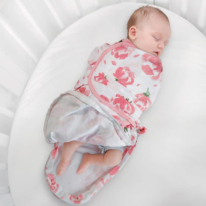 GLLQUEN BABY Baby Swaddle Sleep Sacks with Zipper - 3-Pack Newborn Swaddling Sack, Baby Swaddles Sleep Sack 0-3 Months,Pink Floral or Leaves, Swaddling Blankets 3 Pack Wrap Set, Easy Change Swaddle