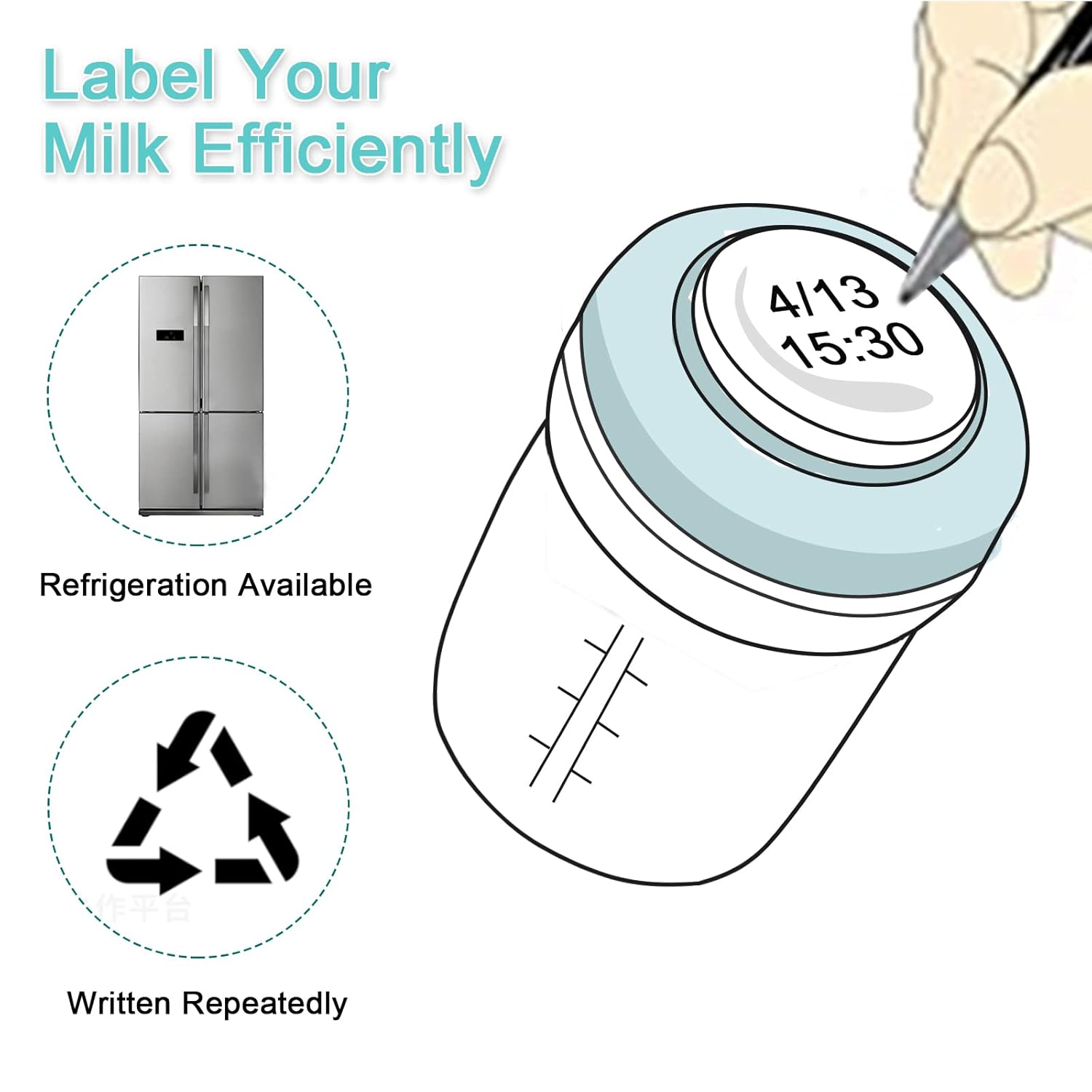 COMI Wide Neck Glass Breastmilk Collection n Storage Bottle, 6oz with Screw Ring Sealing Disk;