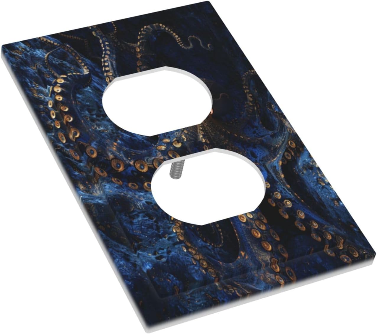 Decorative Outlet Covers Horror Night Blue Ocean Evil Octopus 1 Gang Duplex Light Switch Cover Plate Wall Plates for Electrical Outlets Switchplate Faceplate for Bathroom Home Decor
